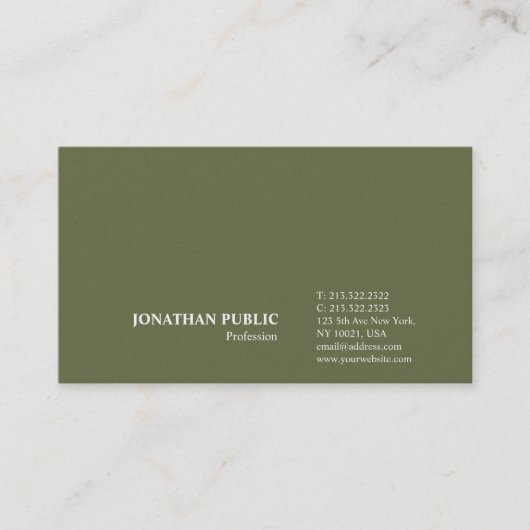 Moderne Stijlvolle Plain Premium Pearl Finish Luxe Visitekaartje (Voorkant)