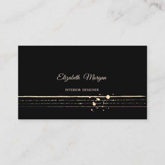 Moderne stijlvolle professional, zwart, Gold Strip Visitekaartje (Voorkant)