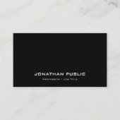 Moderne stijlvolle professionele effen zwart-wit visitekaartje (Voorkant)