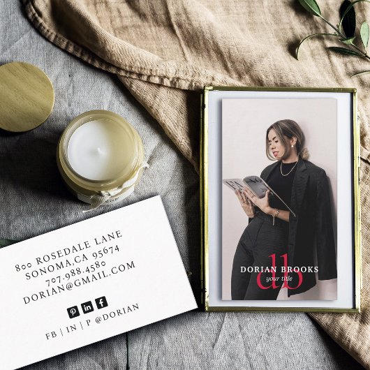 Moderne stijlvolle professionele foto monogram visitekaartje