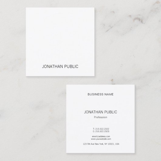 Moderne, stijlvolle, professionele Sjabloon Luxe Vierkante Visitekaartje (Voorkant / Achterkant)