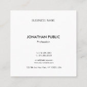 Moderne, stijlvolle, professionele Sjabloon Luxe Vierkante Visitekaartje (Achterkant)