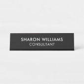 Moderne stijlvolle professionele zwarte minimalist bureau naambordje (Voorkant)