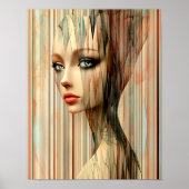 Moderne Stijlvolle Regenboog Abstract Mooie Vrouw Poster (Voorkant)