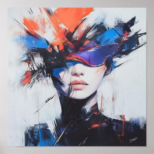 Moderne Stijlvolle Regenboog Abstract Mooie Vrouw Poster (Voorkant)