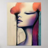 Moderne Stijlvolle Regenboog Abstract Mooie Vrouw Poster (Voorkant)