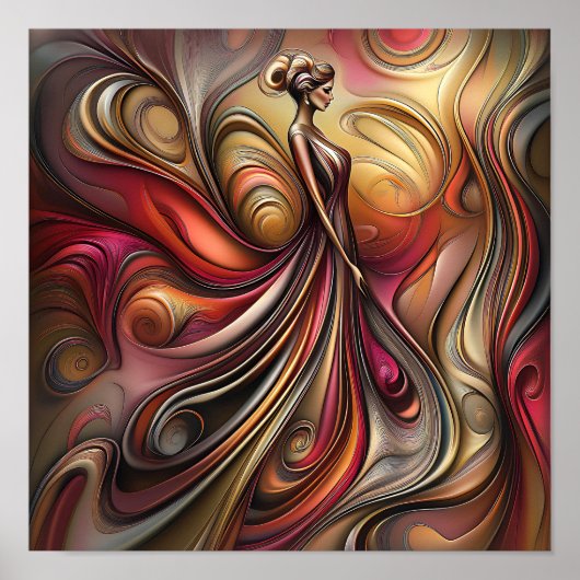 Moderne Stijlvolle Regenboog Abstract Mooie Vrouw Poster (Voorkant)