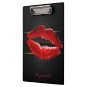 Moderne, stijlvolle, rode glitter lips, zwart-pers klembord (Links)