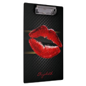 Moderne, stijlvolle, rode glitter lips, zwart-pers klembord (Rechts)
