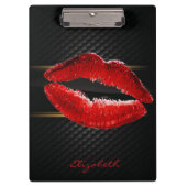 Moderne, stijlvolle, rode glitter lips, zwart-pers klembord (Voorkant)