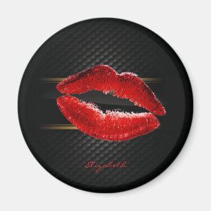 Moderne, stijlvolle, rode glitter lips, zwart-pers magneet