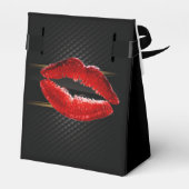 Moderne, stijlvolle, rode lips, zwart bedankdoosjes (Achterkant)