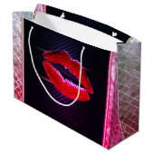 Moderne, stijlvolle, rode lips, zwart groot cadeauzakje (Achterkant Gekanteld)