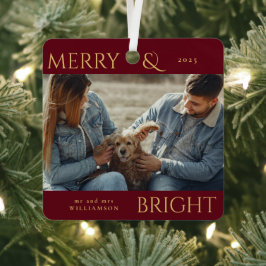 Moderne Stijlvolle Rode Vrolijke Kerstmis Familief Metalen Ornament