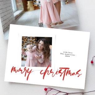 moderne stijlvolle roden witte kerst foto feestdagenkaart