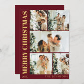 Moderne Stijlvolle Rood Goud Typografie Kerstmis Feestdagenkaart (Voorkant / Achterkant)