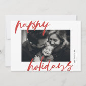 Moderne stijlvolle rood & wit foto blij feestdagenkaart (Voorkant)