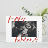 Moderne stijlvolle rood & wit foto blij feestdagenkaart (Staand voorkant)