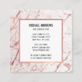 Moderne, stijlvolle Roos Gold Foil White marmer St Vierkante Visitekaartje (Achterkant)