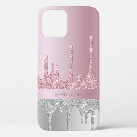 Moderne, stijlvolle roos gouden zilveren glitter d Case-Mate iPhone case (Achterkant)