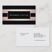 Moderne stijlvolle Roos gouden zwarte strepen Visitekaartje (Voorkant / Achterkant)