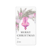 Moderne Stijlvolle Roze Boog Waterverf Kerst Etiket (Voorkant)