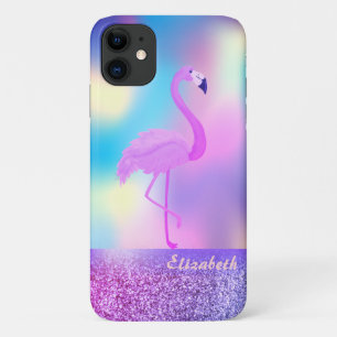 Moderne Stijlvolle Roze Flamingo Holografisch Case-Mate iPhone Case