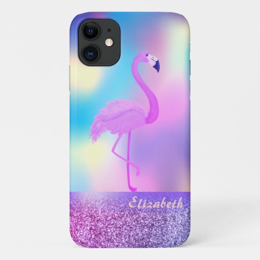 Moderne Stijlvolle Roze Flamingo Holografisch Case-Mate iPhone Case (Achterkant)
