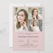 Moderne Stijlvolle Roze Foto Graduation Party Kaart (Achterkant)