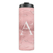 Moderne stijlvolle roze glitter Girly Monogram Naa Thermosbeker (Voorkant)