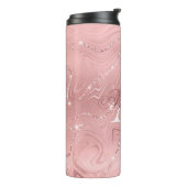 Moderne stijlvolle roze glitter Girly Monogram Naa Thermosbeker (Gedraaid links)