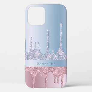 Moderne stijlvolle roze gouden blauwe glinsterende Case-Mate iPhone case