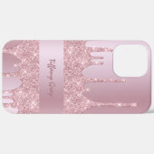 Moderne, stijlvolle roze roze goudglitterdruppels Case-Mate iPhone case (Achterkant / Rechts)
