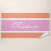 Moderne Stijlvolle Roze Streep Strandlaken (Voorkant)