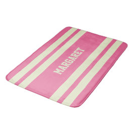 Moderne stijlvolle roze witte monogram naam badmat