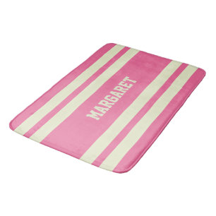 Moderne stijlvolle roze witte monogram naam badmat