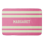 Moderne stijlvolle roze witte monogram naam badmat (Voorkant)