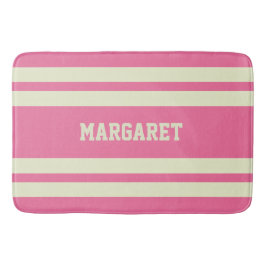 Moderne stijlvolle roze witte monogram naam badmat