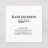 Moderne stijlvolle rug & witte kapper vierkante visitekaartje (Achterkant)