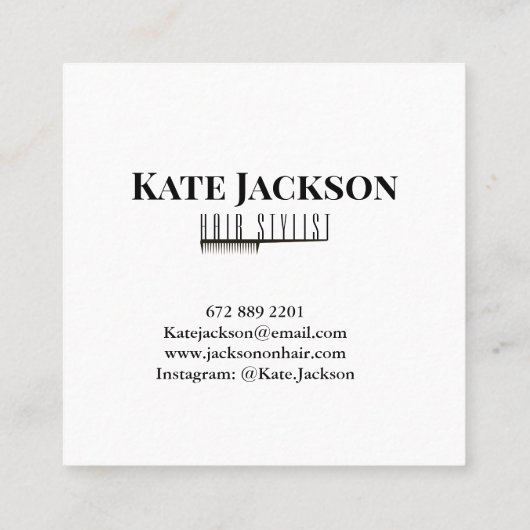Moderne stijlvolle rug & witte kapper vierkante visitekaartje (Achterkant)