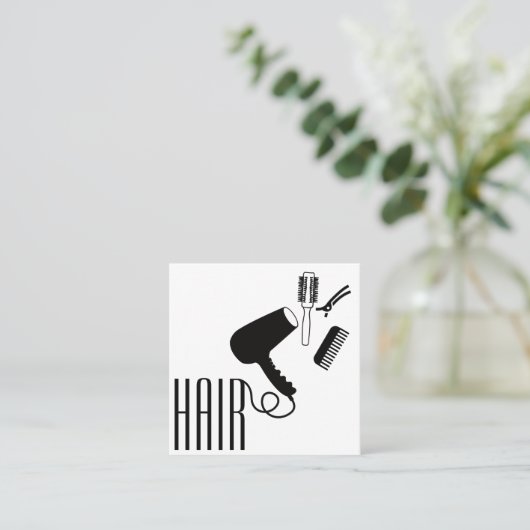 Moderne stijlvolle rug & witte kapper vierkante visitekaartje (Staand voorkant)