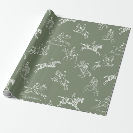 Moderne stijlvolle Sage Green Horseback Riding Toi Cadeaupapier (Uitgerold)