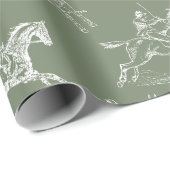 Moderne stijlvolle Sage Green Horseback Riding Toi Cadeaupapier (Rol Hoek)