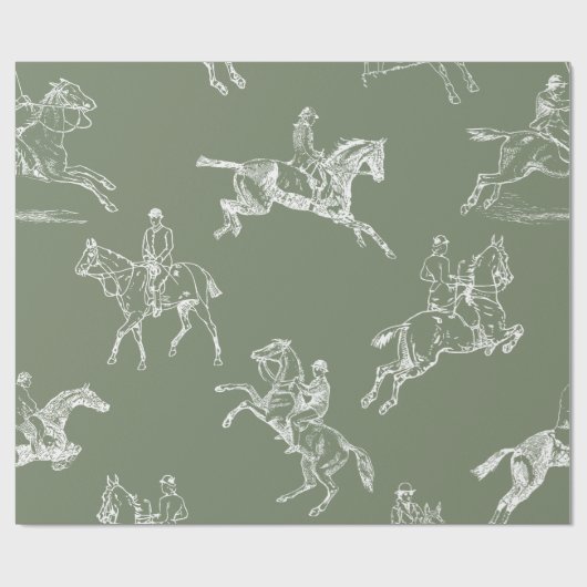 Moderne stijlvolle Sage Green Horseback Riding Toi Cadeaupapier (Vlak)