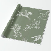 Moderne stijlvolle Sage Green Horseback Riding Toi Cadeaupapier (Uitgerold)