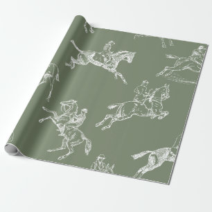 Moderne stijlvolle Sage Green Horseback Riding Toi Cadeaupapier