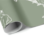 Moderne stijlvolle Sage Green Horseback Riding Toi Cadeaupapier (Rol Hoek)