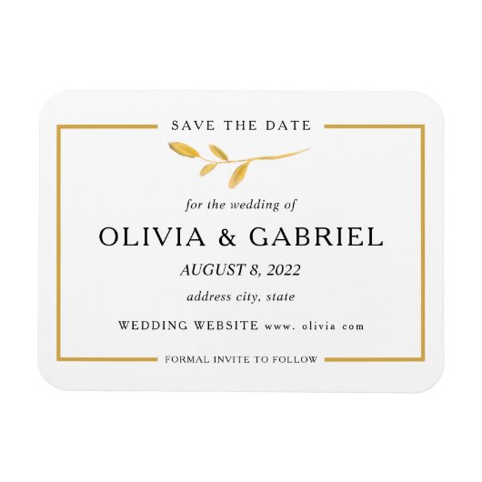 Moderne stijlvolle Save the Date. Elegant Wedding Magneet (Horizontaal)