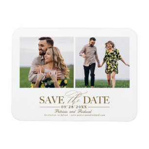 Moderne stijlvolle save-the-date-magneet met 2 fot magneet