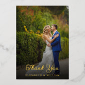 Moderne, stijlvolle schrijfwijze foto-bruiloft - H Folie Uitnodiging (Voorkant)